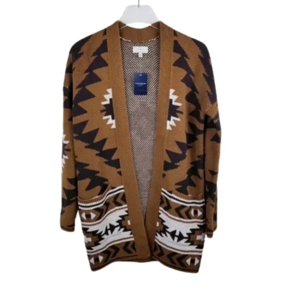 Lucky Brand Aztec Print open cardigan